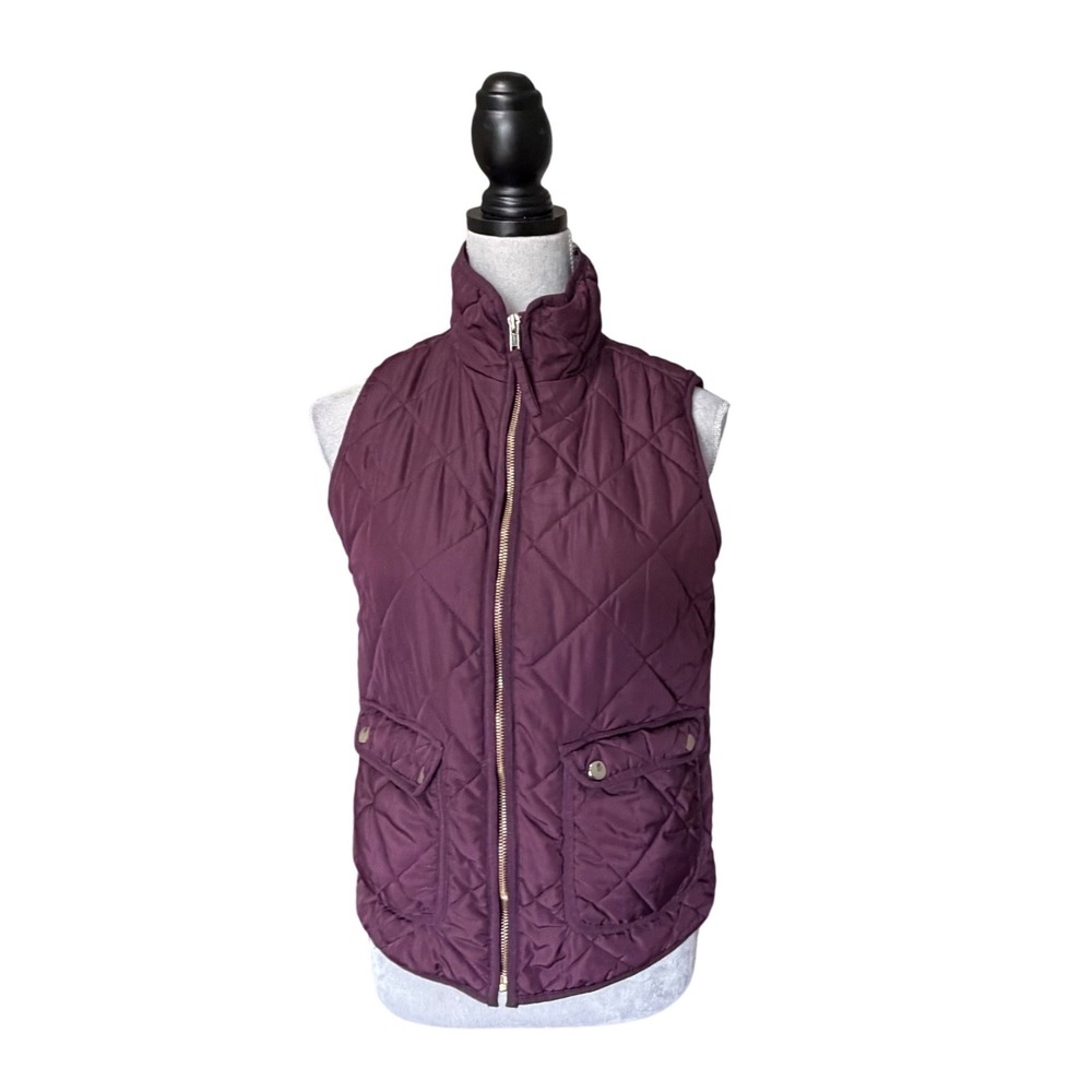 Thread‎ & Supply Womens Quilted Puffer Vest Plum Purple Full Zip Small